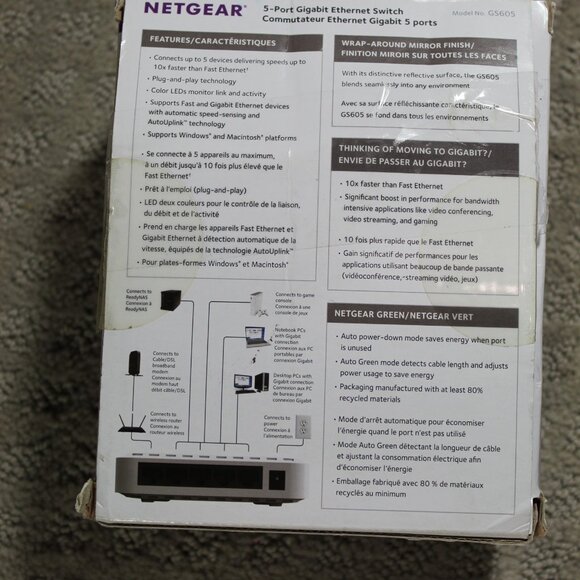 Netgear 5-Port Gigabit Ethernet Switch GS605V5 with Power Cable - Picture 3 of 7